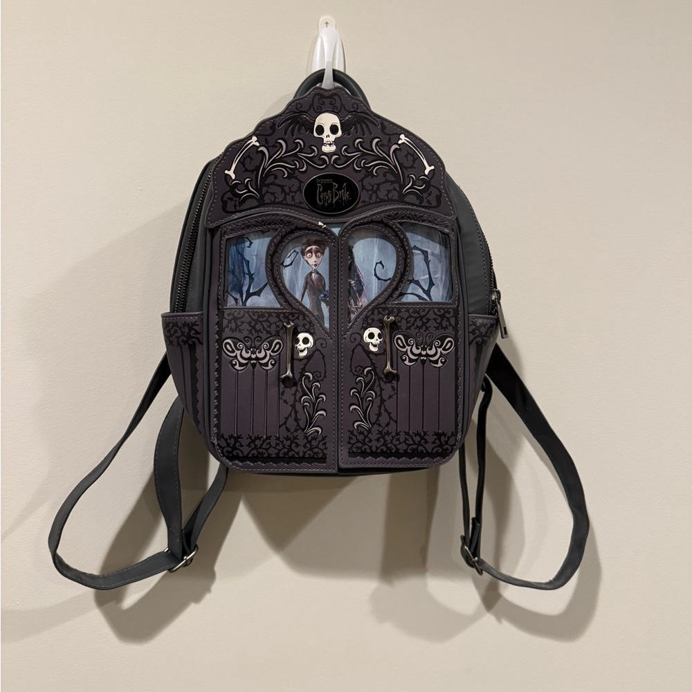 Loungefly Black and Gray Skeleton Backpack